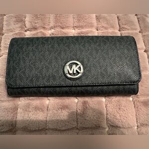 Michael Kors black logo snap front wallet